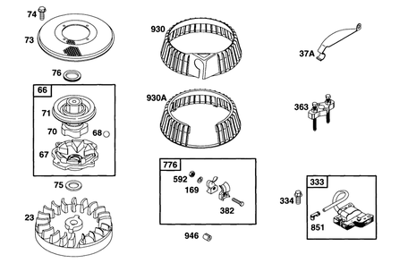 Rewind, Flywheel, Elect Diagram and Parts List for 95982-3110-01  Briggs and Stratton Engine